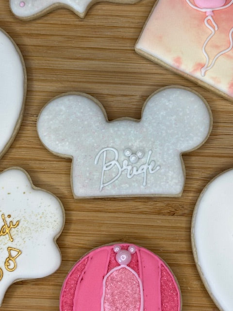 custom bridal shower sugar cookies magical theme park theme