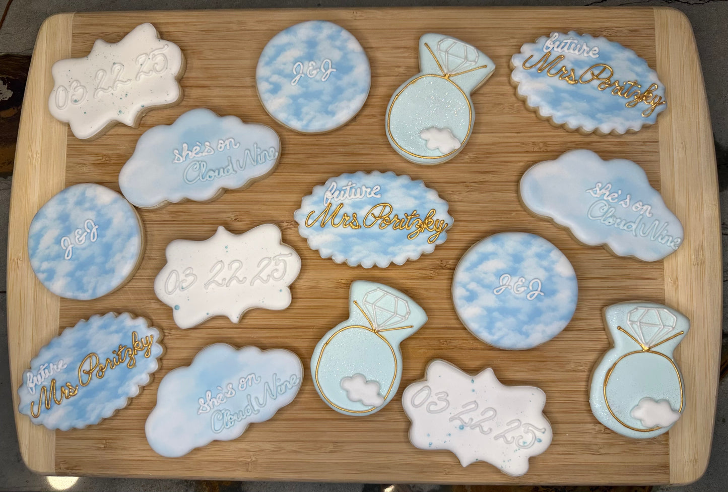 custom bridal shower sugar cookies she's on cloud 9 theme