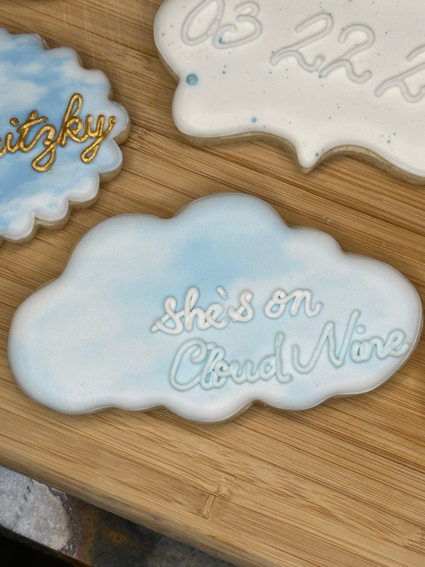 custom bridal shower sugar cookies she's on cloud 9 theme