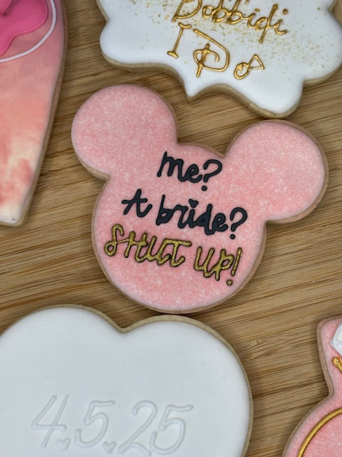 custom bridal shower sugar cookies magical theme park theme