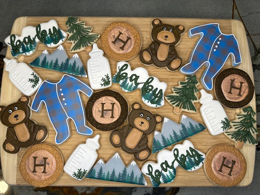 custom baby shower sugar cookies baby boy woodland theme
