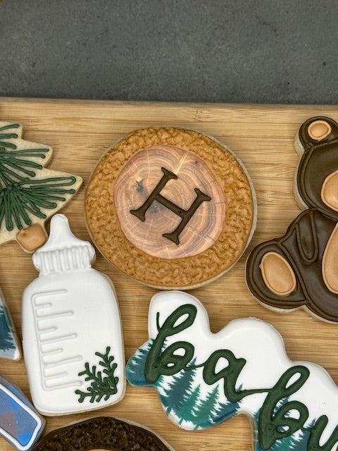 custom baby shower sugar cookies baby boy woodland theme