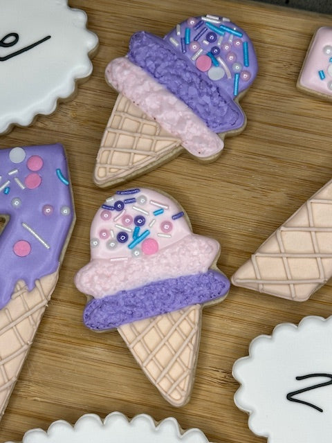 custom birthday sugar cookies ice cream themed
