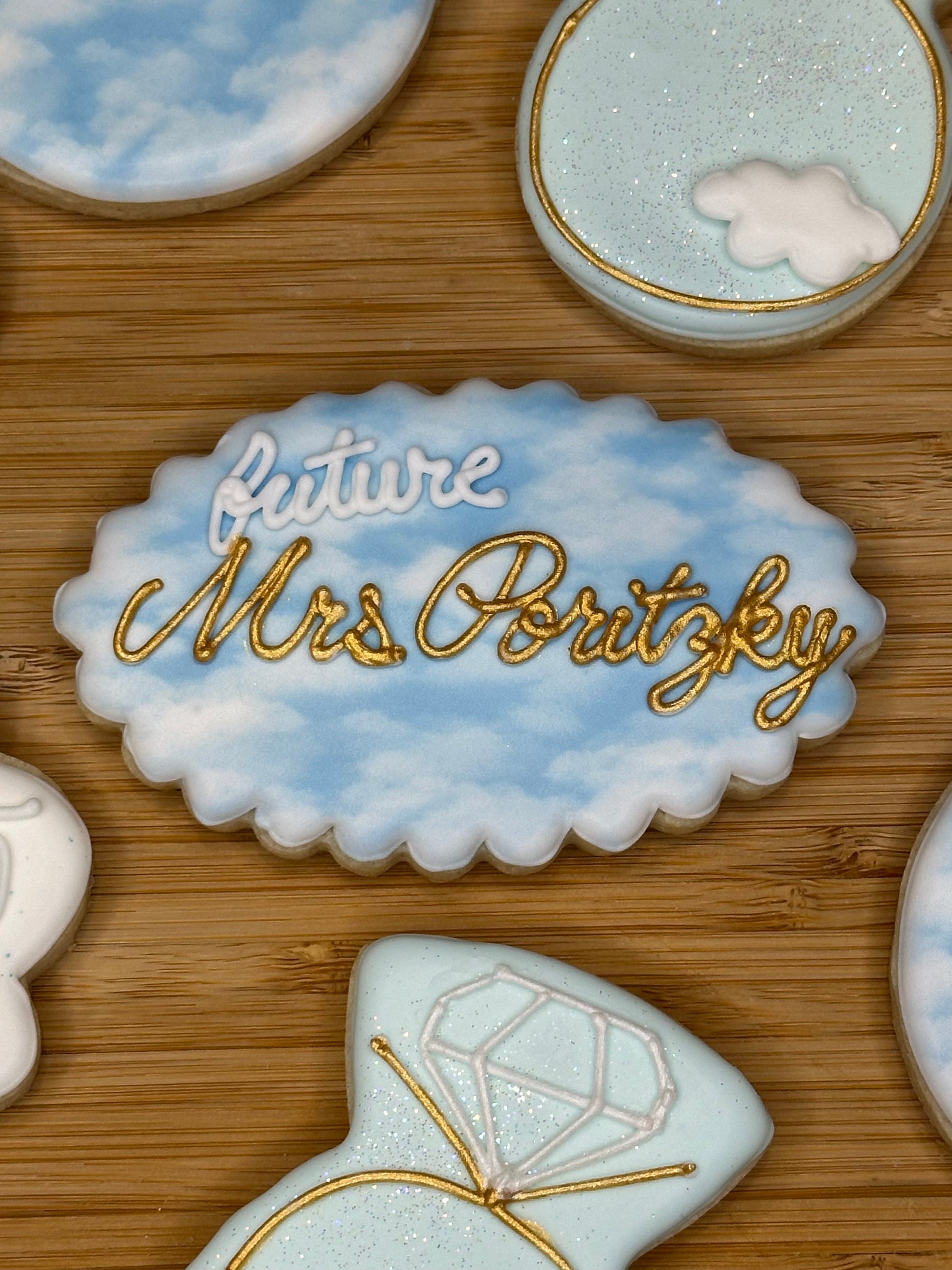 custom bridal shower sugar cookies she's on cloud 9 theme